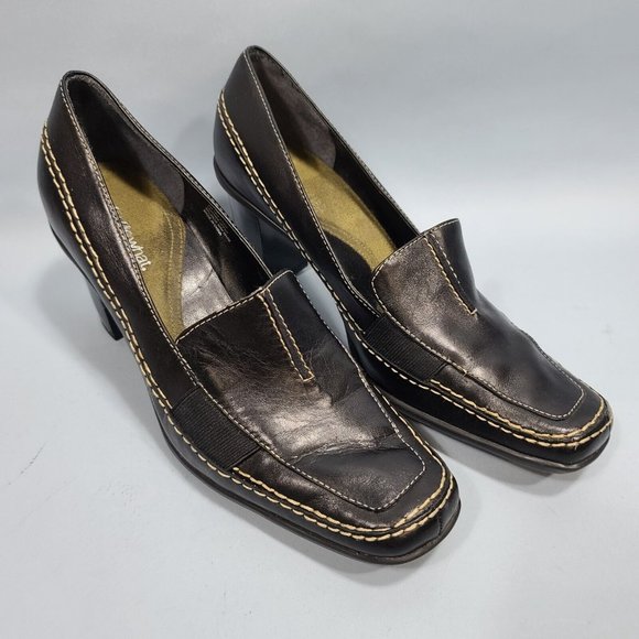 What's What By Aerosoles Trip Stick Women’s Slip On Black Leather Heels Size 8M - Picture 5 of 11
